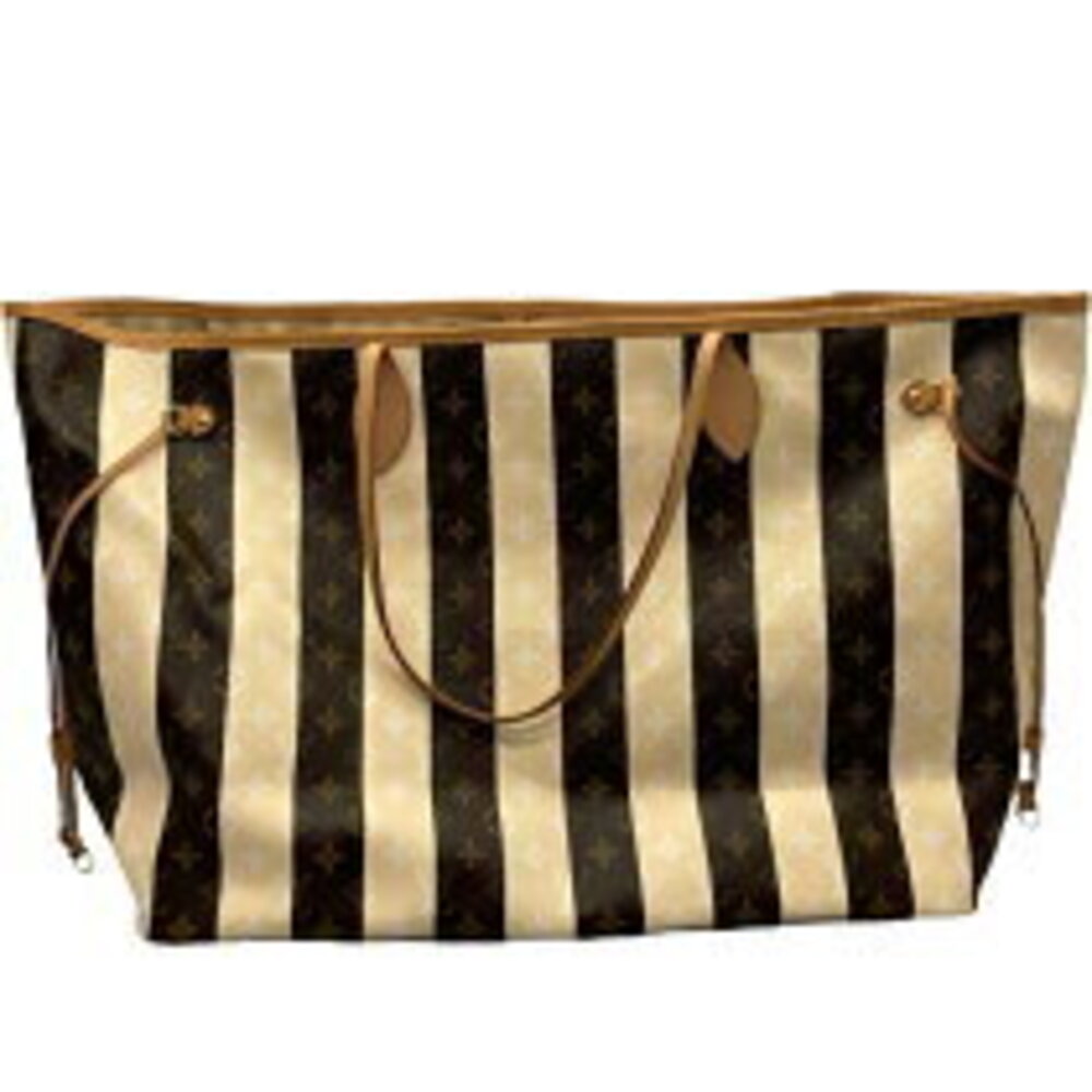 Louis Vuitton Rayeur Monogram Cream Bag Neverfull Brown XM Tote - Picture 1 of 11
